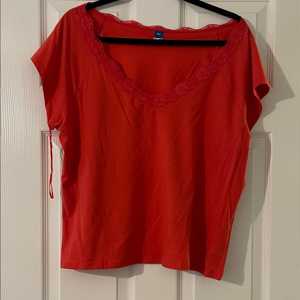 Old Navy Red Women's Blouse with Lace Detail